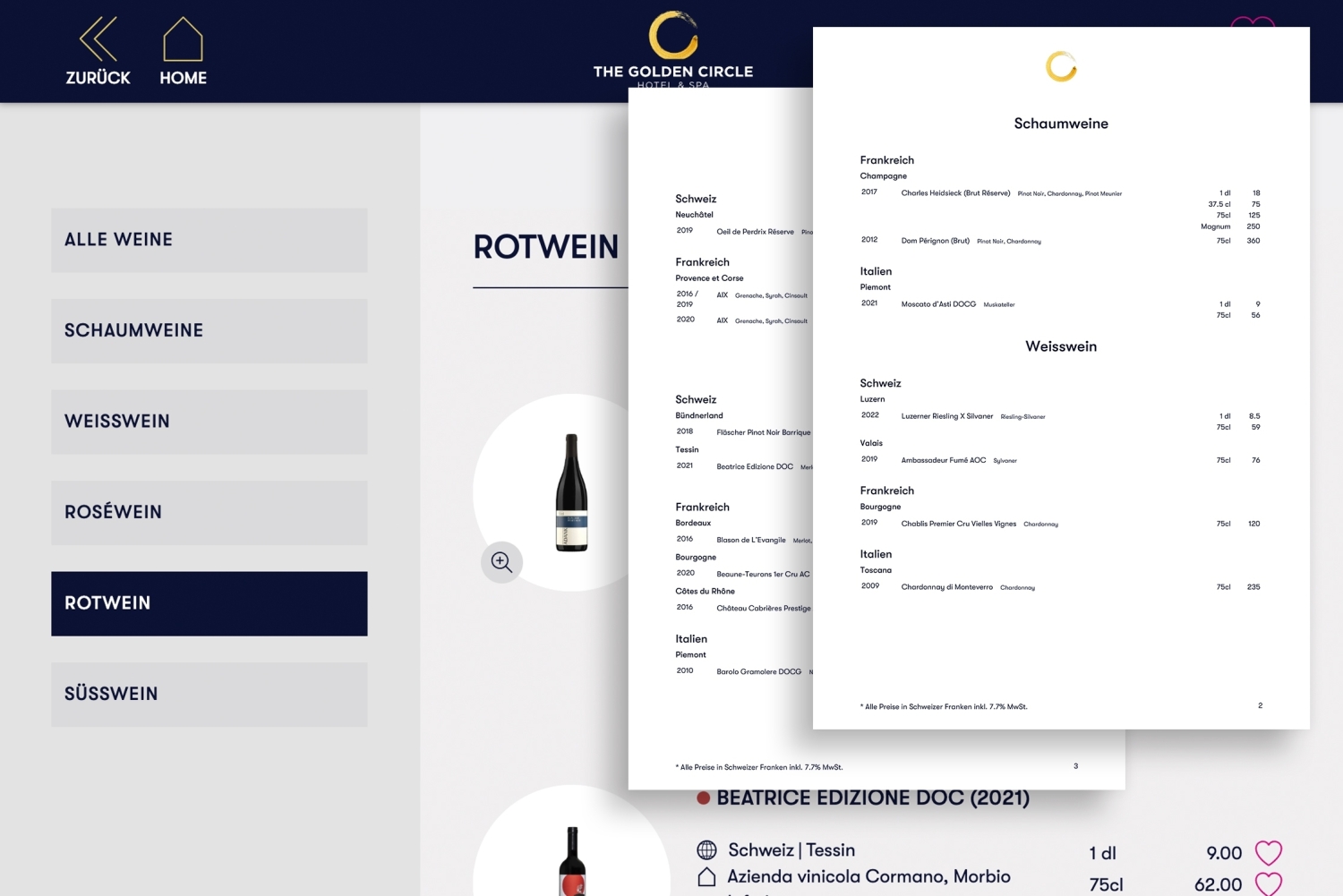 3 - Print customised wine lists directly from the app